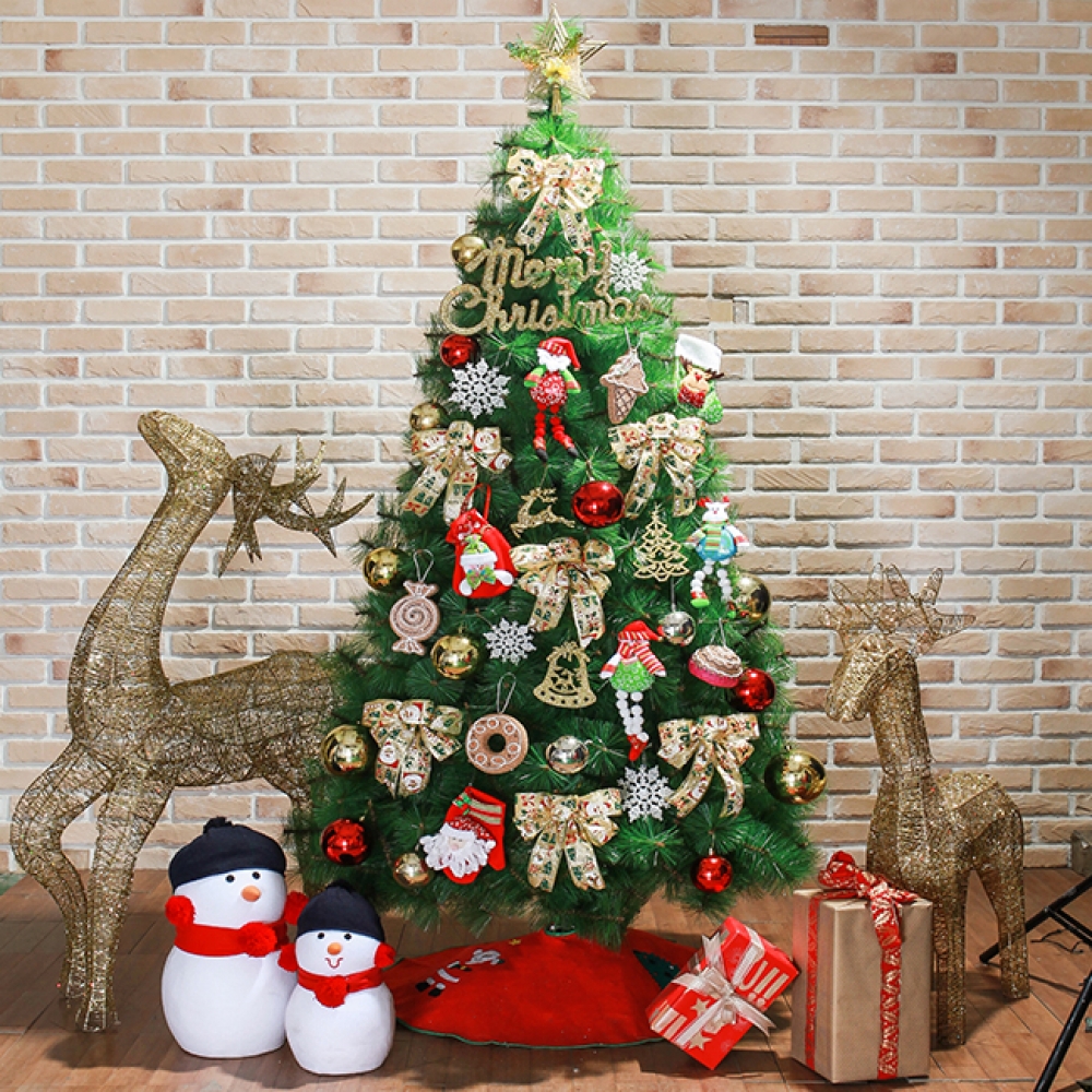 210cm 산타선물 솔잎 크리스마스 트리 풀세트 완제트리 크리스마스트리 크리스마스완제트리