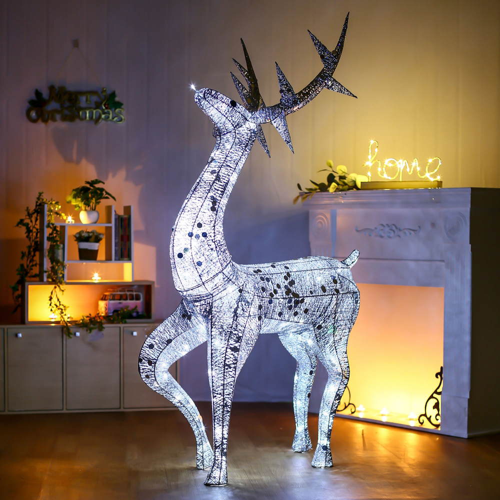 140cm LED 실버 반짝이 사슴 장식 특대 사슴인형 크리스마스장식 트리장식