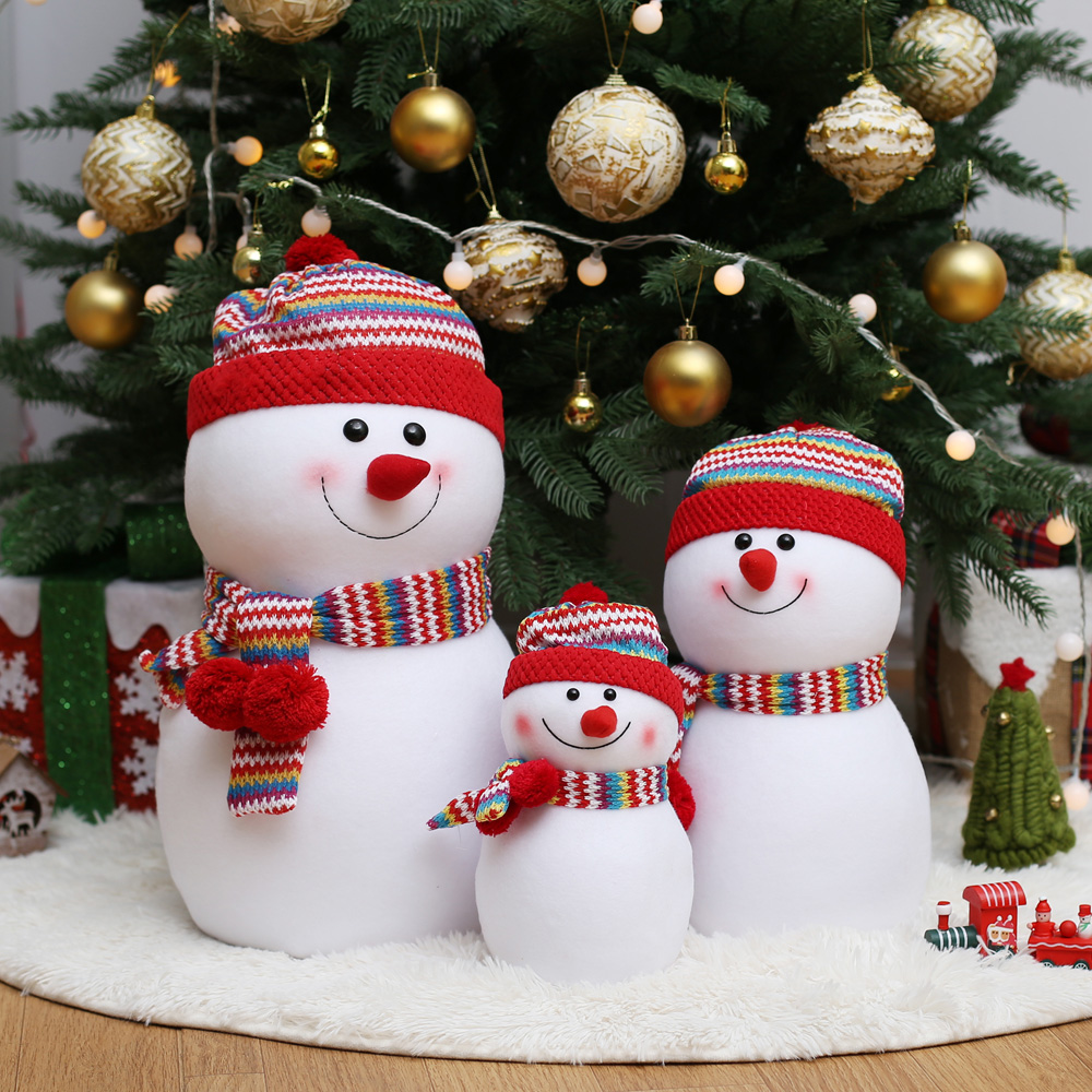 닮은꼴 눈사람 가족 장식 인형세트 크리스마스장식 인형 인테리어장식용파란모자눈사람인형