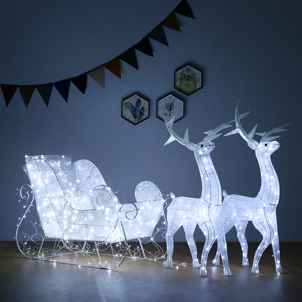 190cm LED 럭셔리 사슴 썰매 세트 화이트 트리장식 크리스마스장식 크리스마스소품