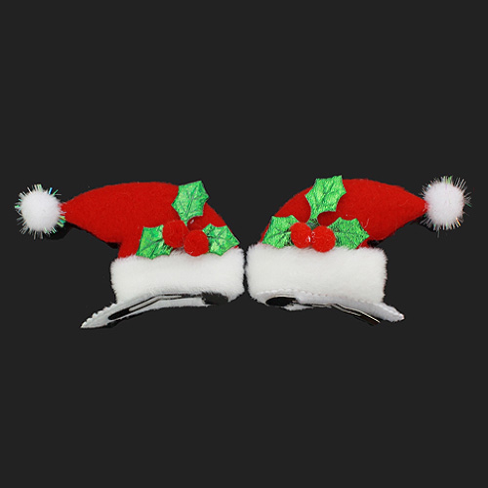 2p 산타모자 머리핀 5cm 크리스마스 머리삔 산타모자머리핀 성탄용품 성탄 용품