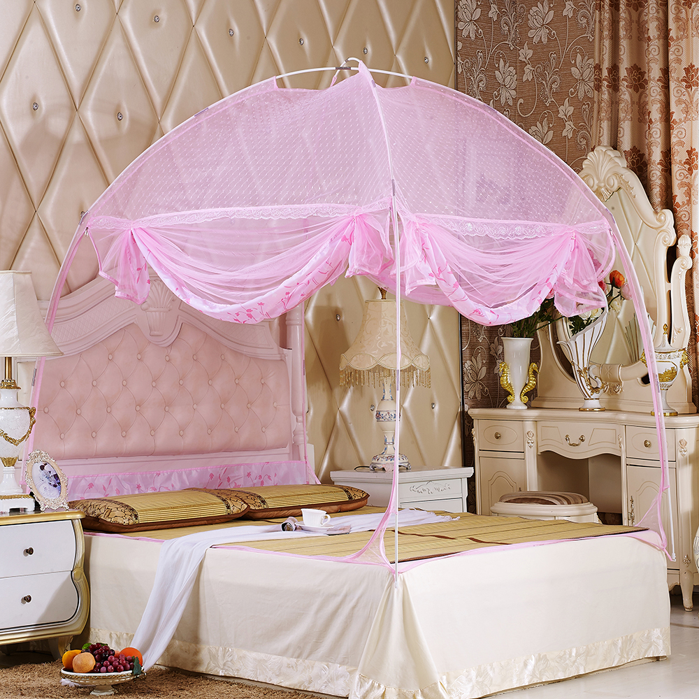 유니룸 돔형 모기장 150x200cm 핑크 침대모기장 방충망 침대방충망 텐트모기장