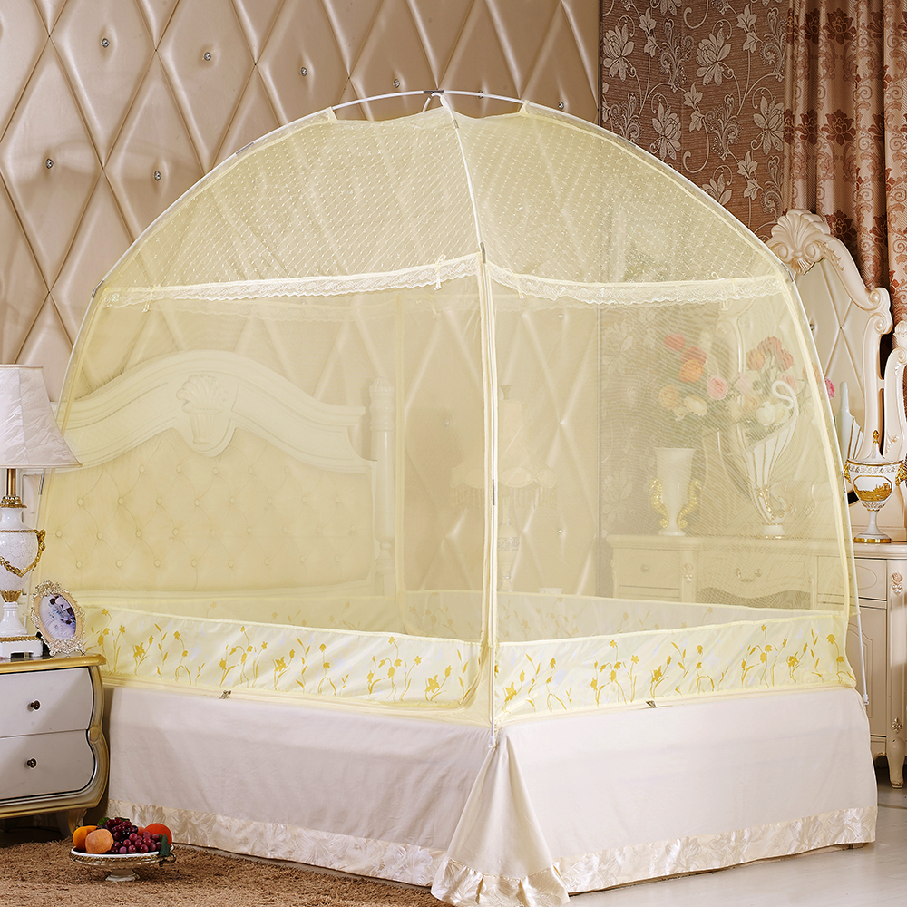 유니룸 돔형 모기장 150x200cm 베이지 침대모기장 방충망 침대방충망 텐트모기장