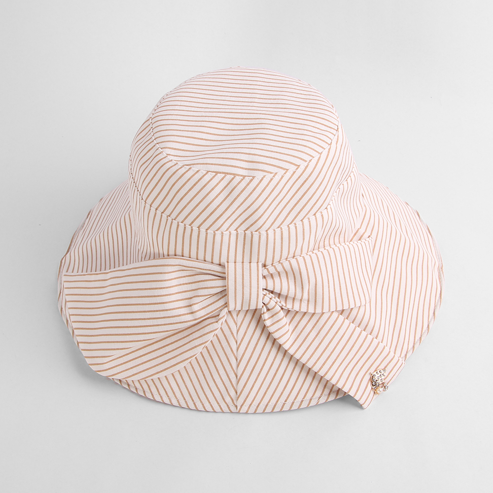 렌시 스트라이프 패션모자 베이지 여성모자 모자 비치모자 여름모자 바캉스모자 나들이모자