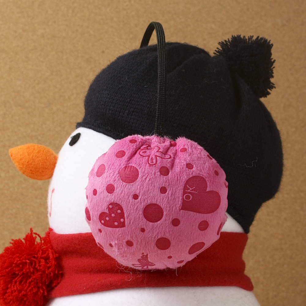 하트무늬 귀마개 핑크-지름9cm 겨울용 털귀마개 귀도리 귀덮개 방한용품 스키용품 보드용품