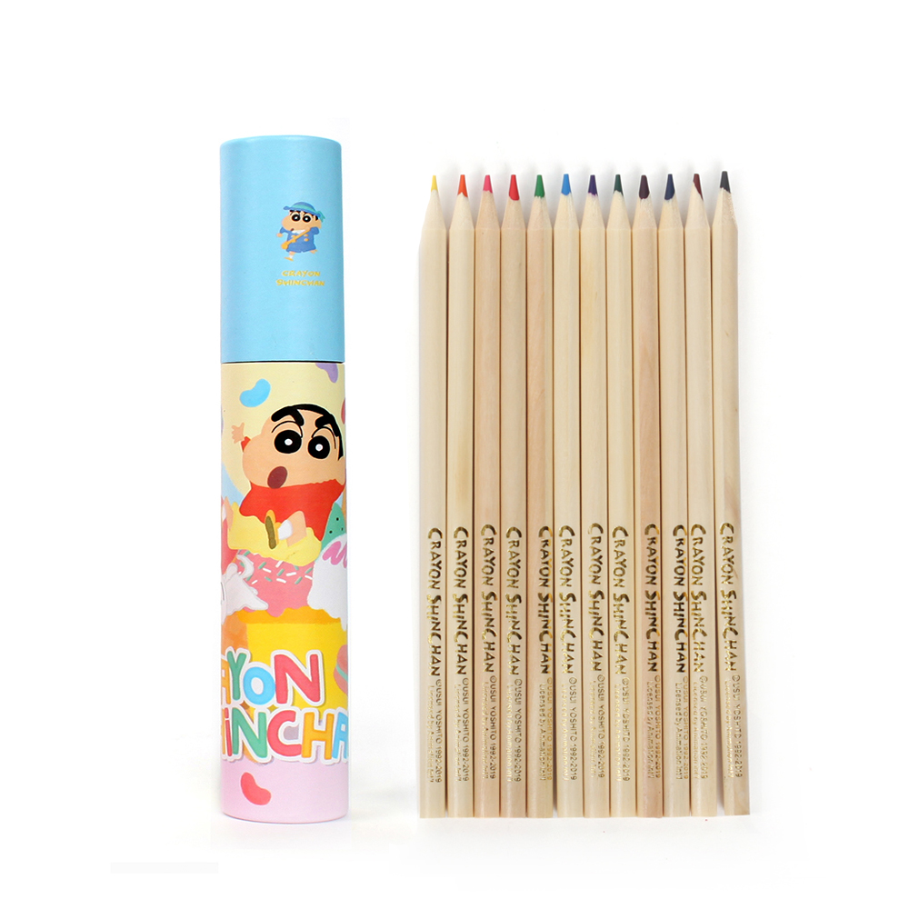 짱구 12색 원목 색연필세트 컬러링색연필 색연필 크레파스 연필 색칠공부 미술색연필