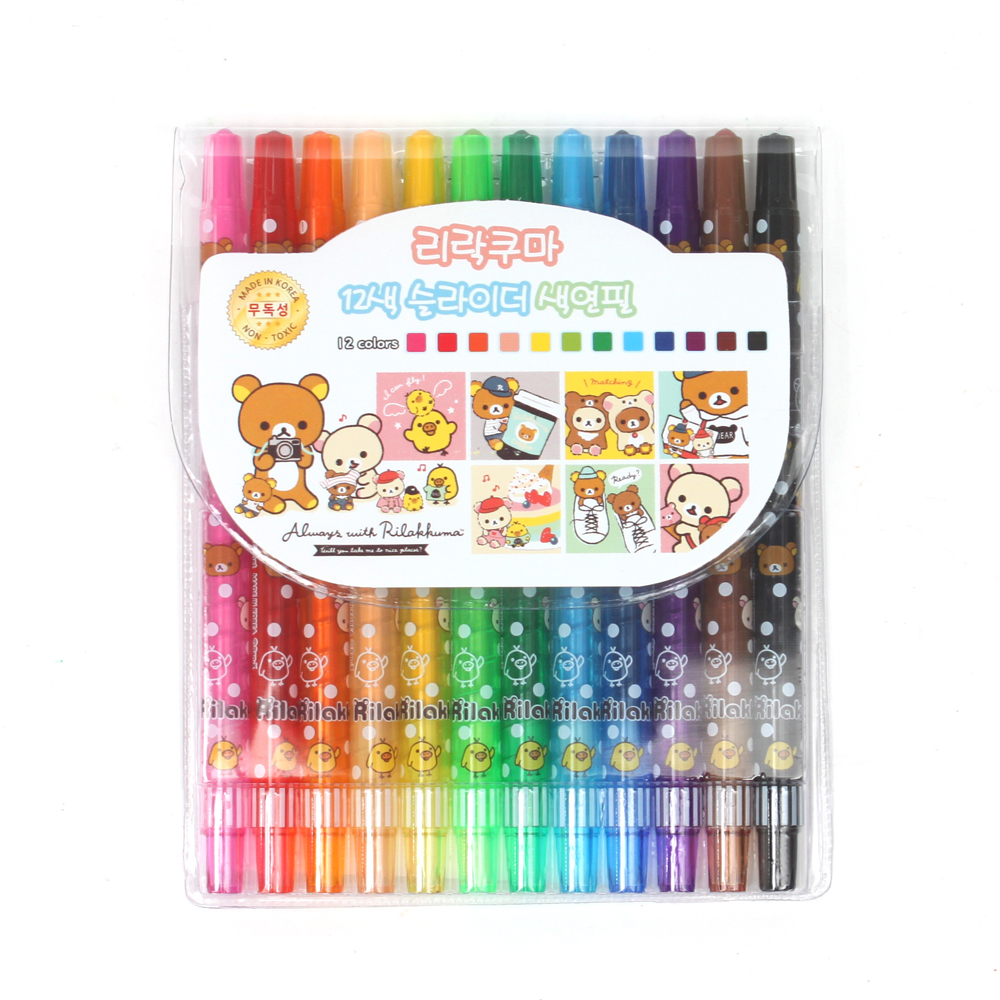 리락쿠마 슬라이더 색연필 12색 학용품 색연필세트 색칠공부 리락쿠마크레파스 미술용색연필