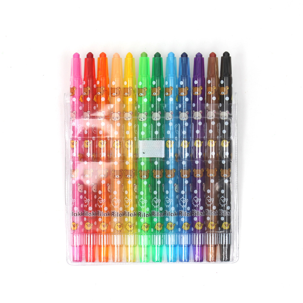 리락쿠마 슬라이더 색연필 12색 학용품 색연필세트 색칠공부 리락쿠마크레파스 미술용색연필