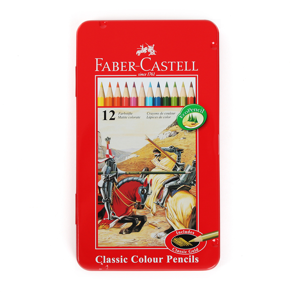 파버카스텔 12색 색연필 틴케이스 수채 색연필세트 파스텔 크레파스 연필 색칠공부 미술색연필
