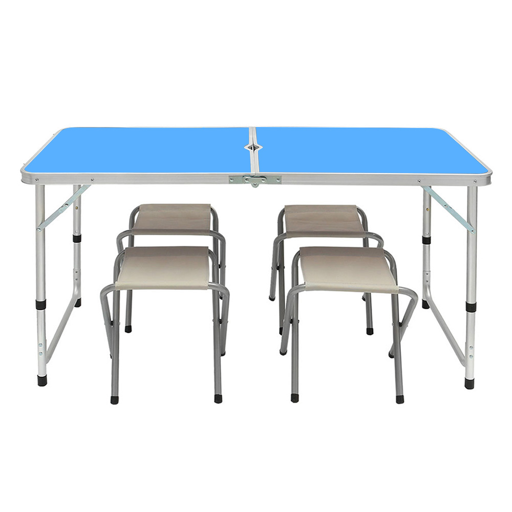 리빙그로4인용 접이식 캠핑테이블 의자세트 블루 접이식테이블 캠핑테이블의자세트 야외용테이블