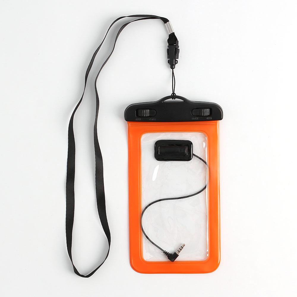 이어폰연결 스마트폰 방수팩 오렌지 IPX8 이어폰연결방수팩 이어폰연결스마트폰방수팩