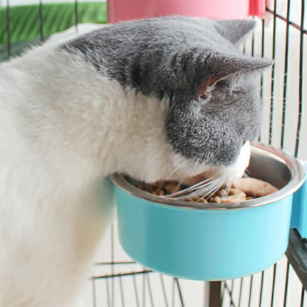 철망 거치 애견 식기 블루 소 강아지 고양이 밥그릇 애견밥그릇 애견식기 스텐애견식기