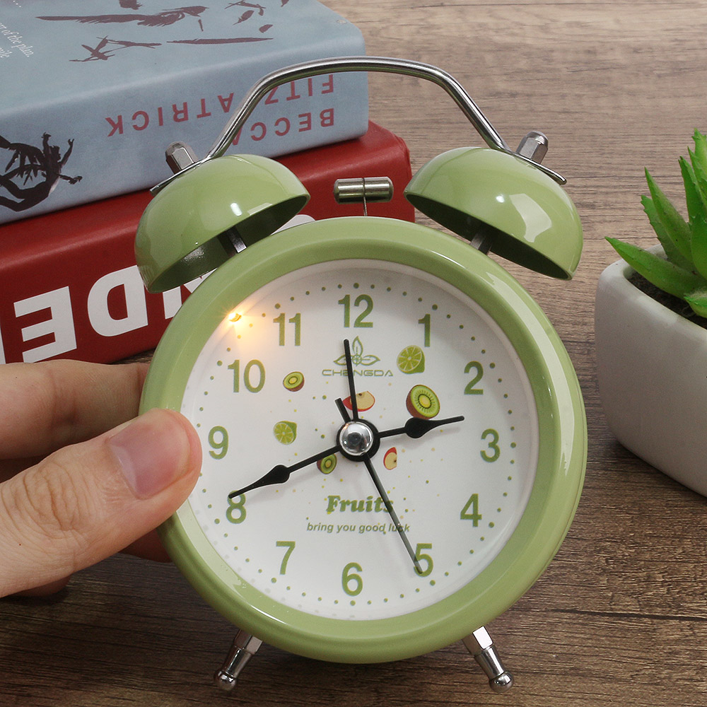 일러스트 해머벨 탁상시계 그린 아날로그 알람시계 자명종시계 인테리어시계 아날로그시계