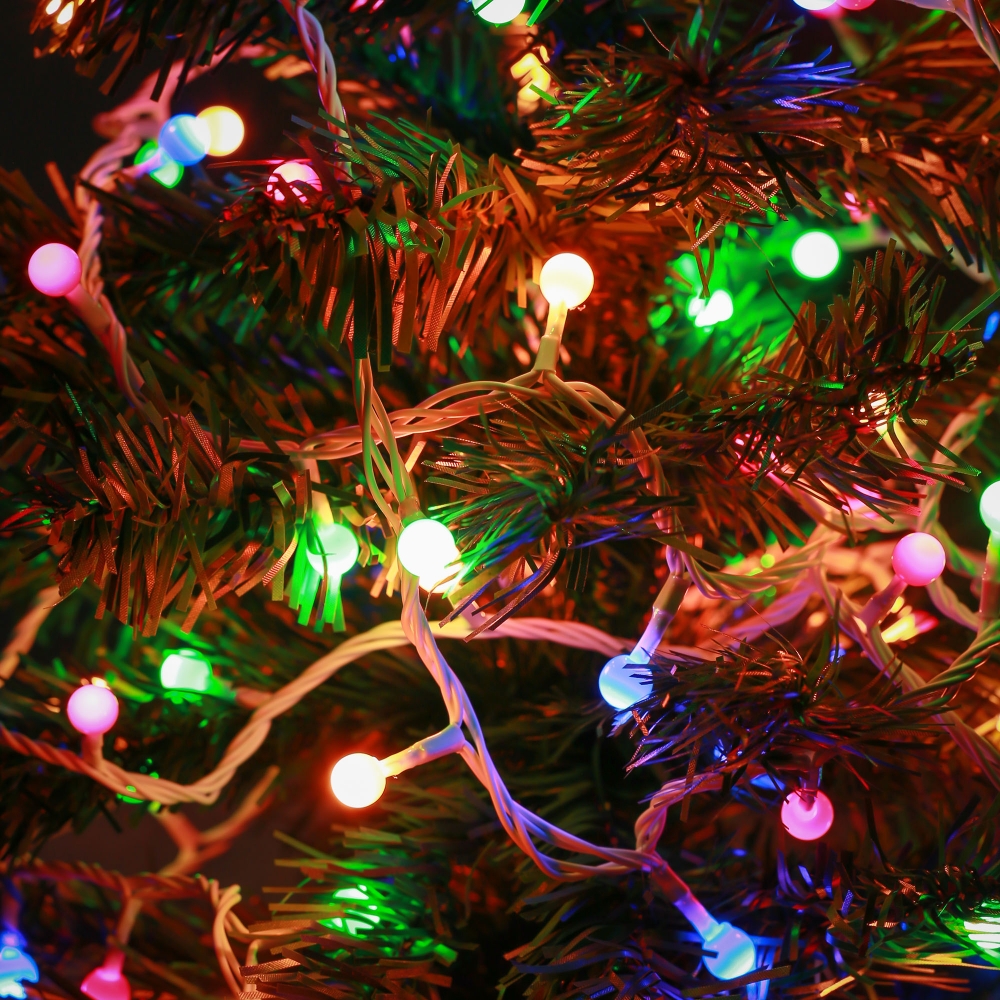 은하수 100구 백색선 LED 구슬 지니전구 칼라 점멸 크리스마스 트리전구 트리조명
