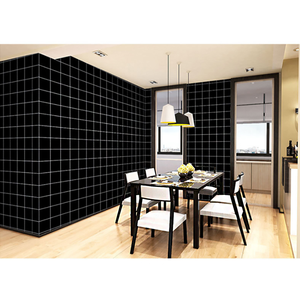 격자무늬 셀프도배 벽 시트지 5M-블랙 접착식벽지 인테리어리폼 가구리폼 인테리어필름지