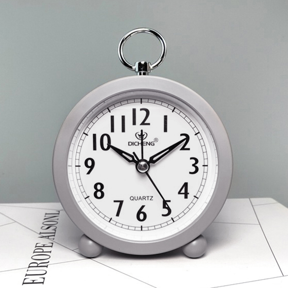 퀴리 원형 알람시계 그레이 아날로그 탁상시계 자명종시계 인테리어시계 아날로그시계