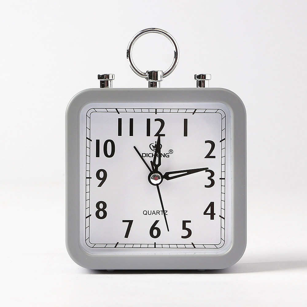 퀴리 스퀘어 알람시계 그레이 아날로그 탁상시계 자명종시계 인테리어시계 아날로그시계