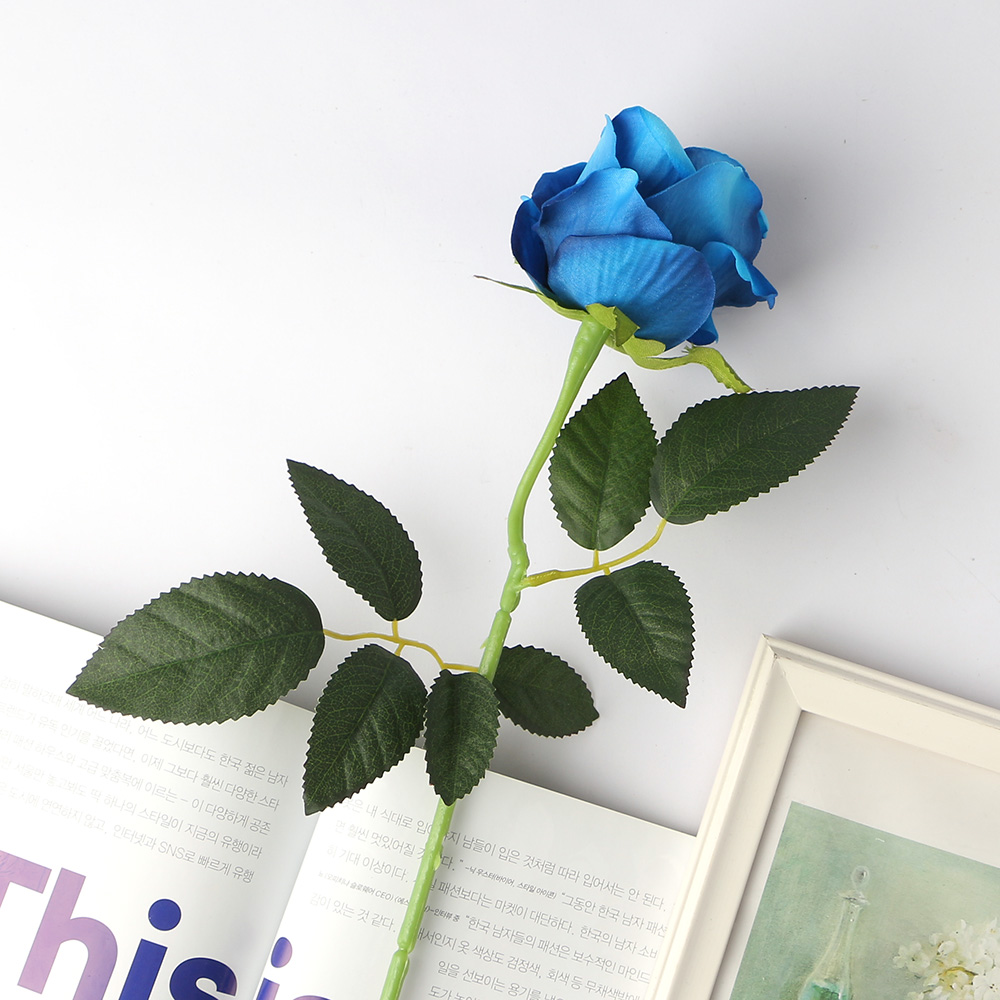 로즈가든 벨벳 장미 조화 블루 홈데코 꽃꽂이 조화꽃 조화장식 인테리어조화 인조꽃 꽃장식