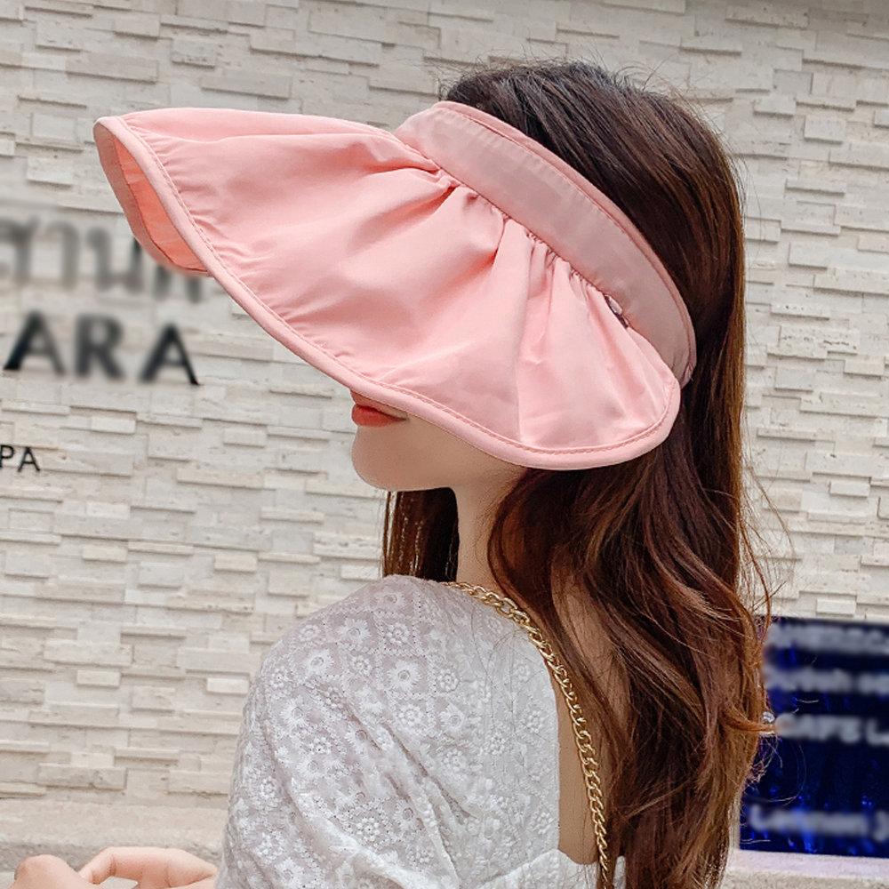 투웨이 롤업 헤어밴드 썬캡 핑크 돌돌이모자 여성모자 여자모자 여름모자 등산모자 와이드챙모자