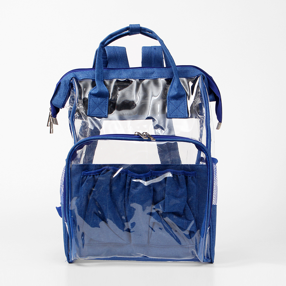 스퀘어 보온보냉 포켓 백팩 블루 비치백 텀블러가방 투명가방 투명백팩 투명백 PVC가방