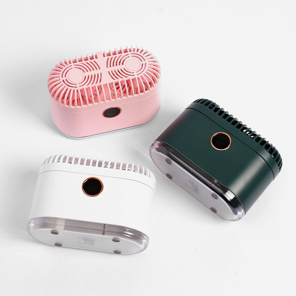 듀얼팬 USB 가습기 선풍기 무드등 충전식 무선 폴딩 휴대용선풍기 미니선풍기 핸디선풍기
