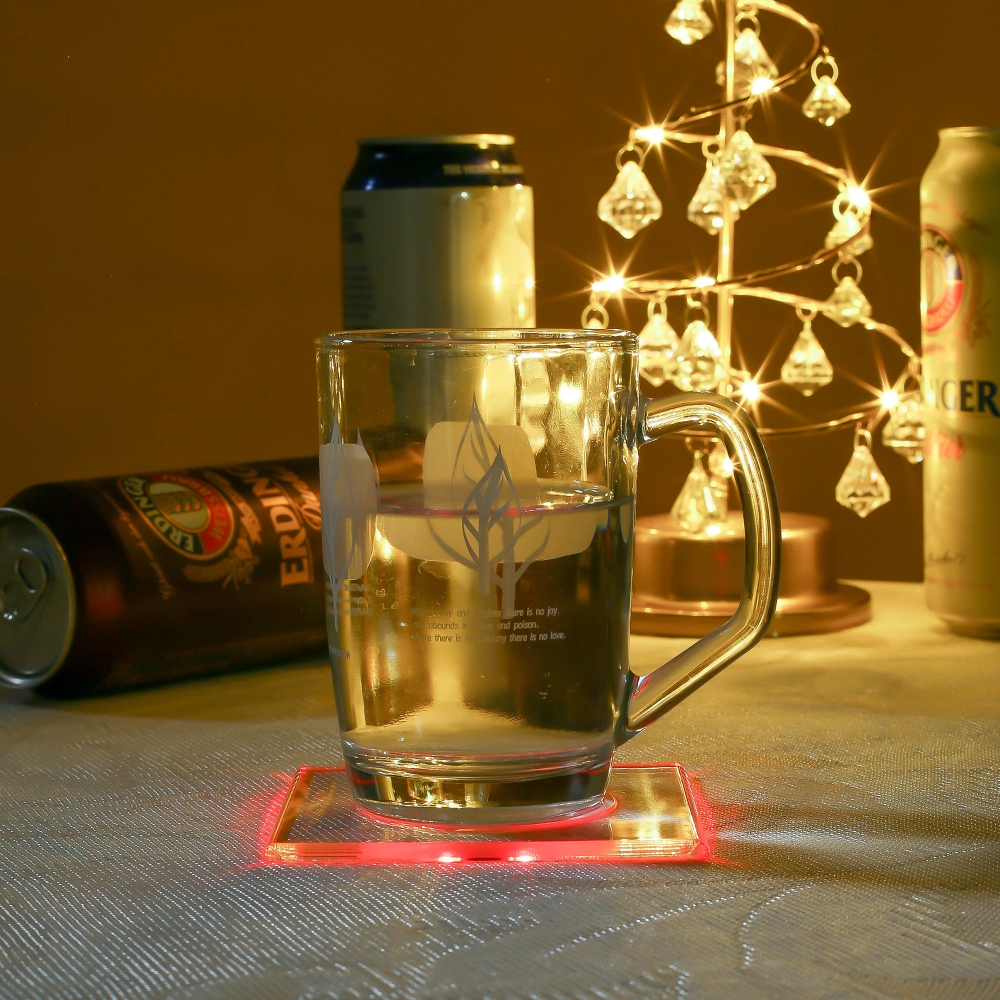 홈파티 사각 LED 컵받침 술잔코스터 감성캠핑 LED코스터 조명코스터 파티코스터