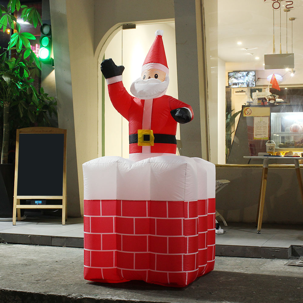 160cm 에어벌룬 대형 굴뚝속 산타 움직이는 산타인형 바람넣는산타 성탄절인형 성탄절소품