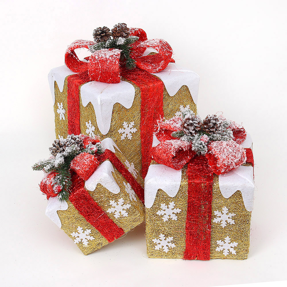 아이스눈꽃 장식용 선물상자 3종 트리꾸미기 소품 크리스마스장식 트리장식