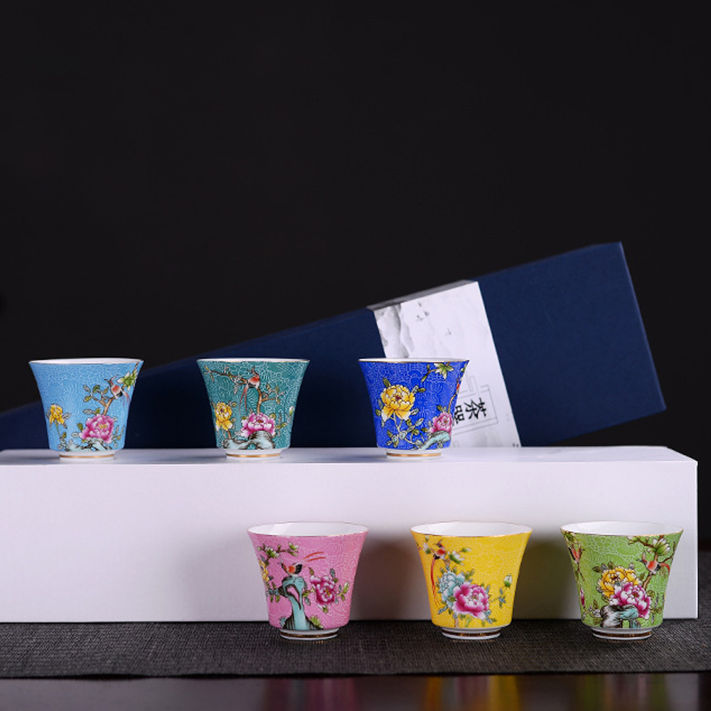 명작 전통 다기 찻잔 6p세트 도자기 플라워 사케잔 도자기찻잔 꽃무늬찻잔 꽃무늬다기