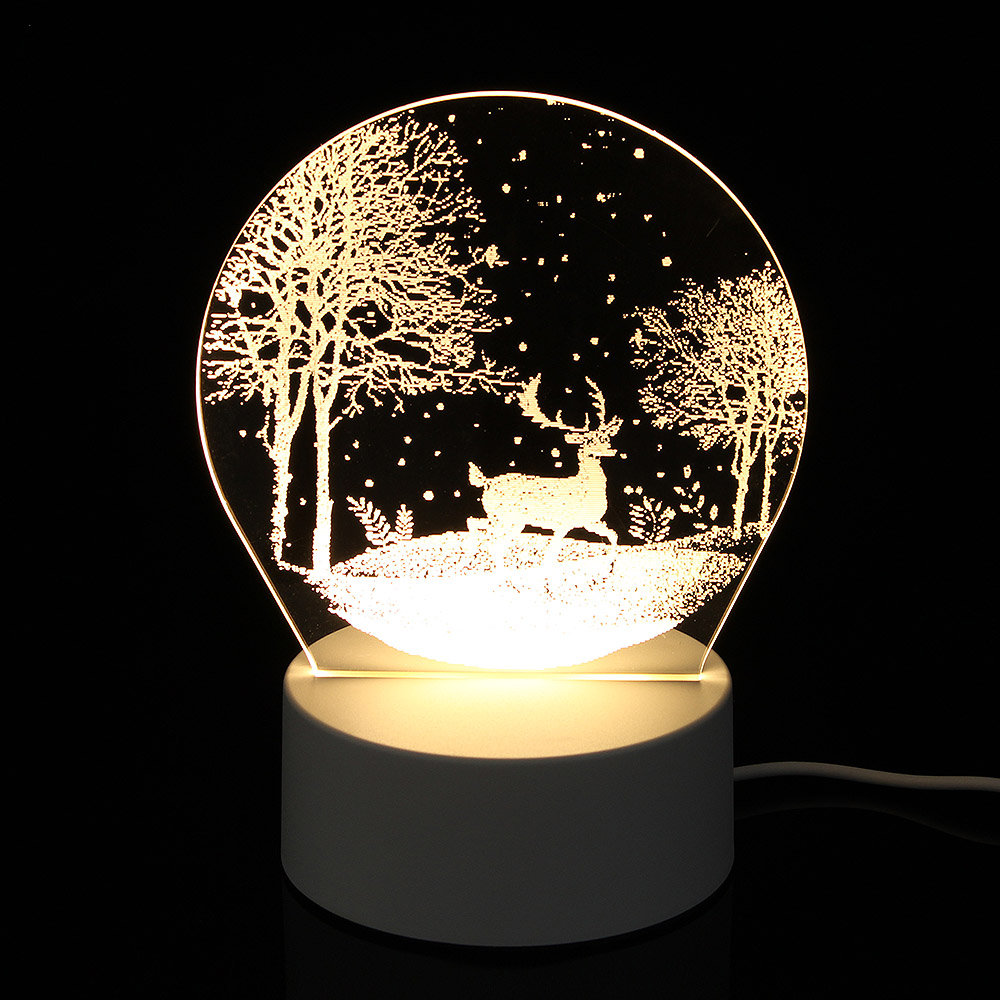 하얀밤 숲속사슴 아크릴 무드등 인테리어 감성조명 크리스마스무드등 LED무드등 탁상무드등