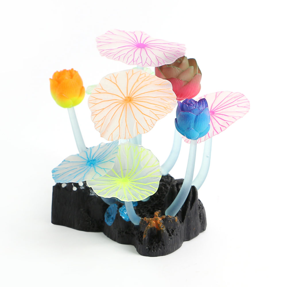 수족관 꾸미기 야광 수초 장식 연꽃 반사광 야광수초