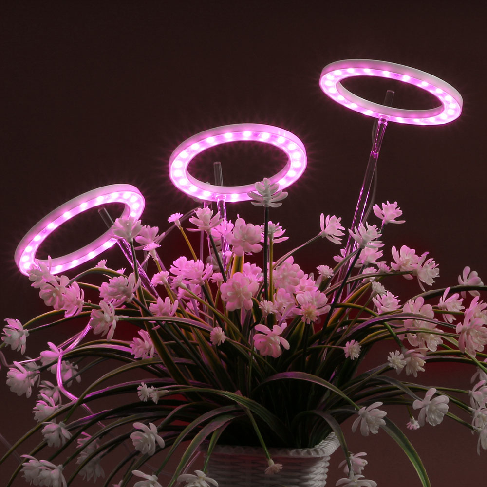 엔젤링 화분 LED 식물등 3헤드 핑크 식물조명 재배 식물생장등 식물성장등 식물전구