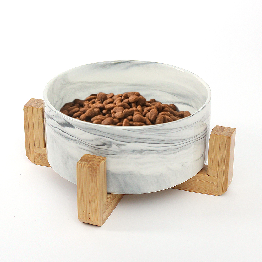 반려동물 우드받침 도자기식기 16cm 반려동물밥그릇 강아지도자기식기 고양이도자기식기