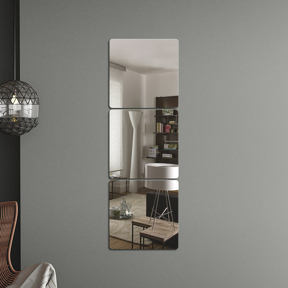 벽에 붙이는 안전 아크릴 거울 3p세트 20x20cm 벽거울 안전거울 부착식거울 접착식거울