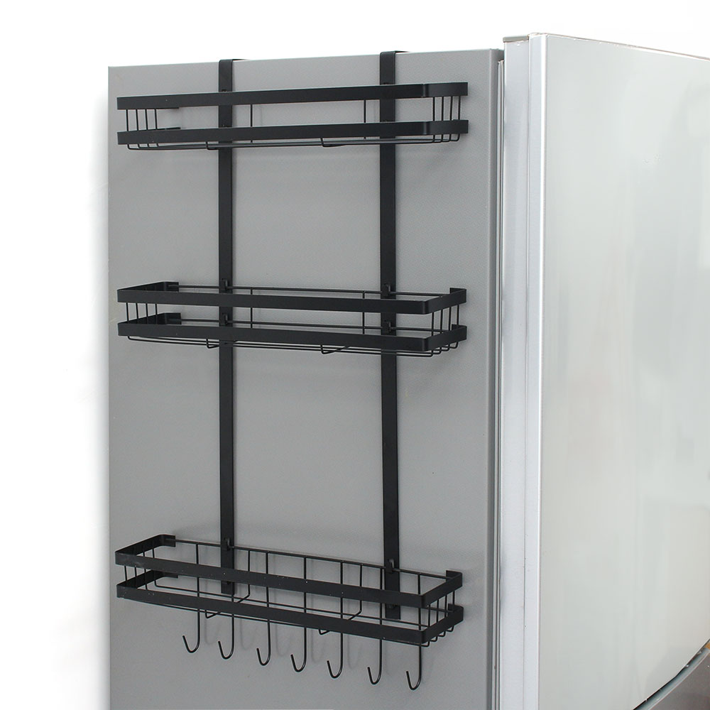알뜰정리 3단 냉장고걸이 선반 블랙 냉장고사이드랙 냉장고선반 냉장고수납선반 냉장고거치대