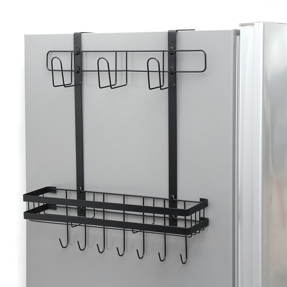 알뜰정리 2단 냉장고걸이 선반 블랙 양념통선반 냉장고선반 냉장고수납선반 냉장고거치대