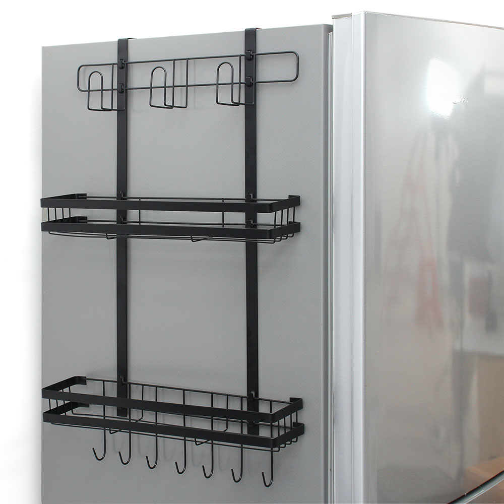 알뜰정리 3단 냉장고걸이 선반 블랙 냉장고거치대 냉장고사이드랙 냉장고선반 냉장고수납선반