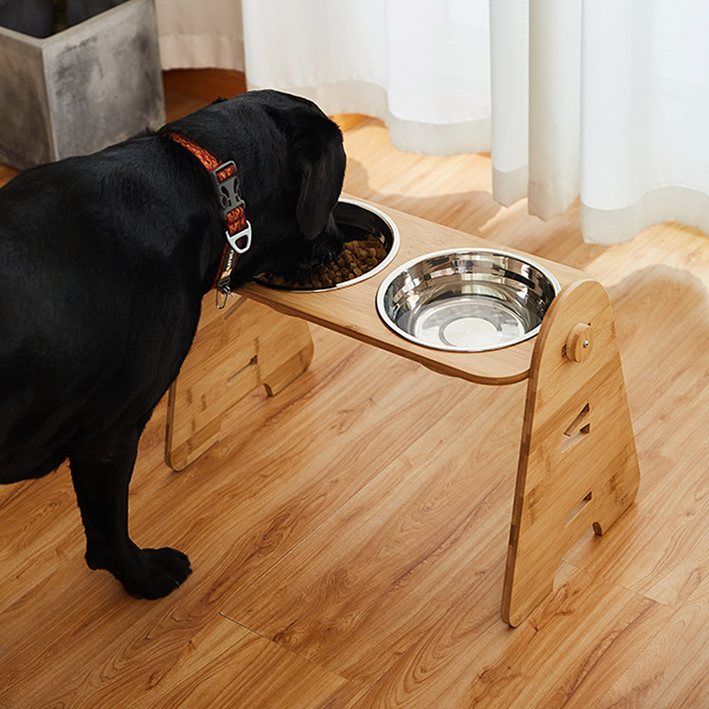 반려동물 높이조절 스텐 식기(2구) 중대형견 개밥그릇