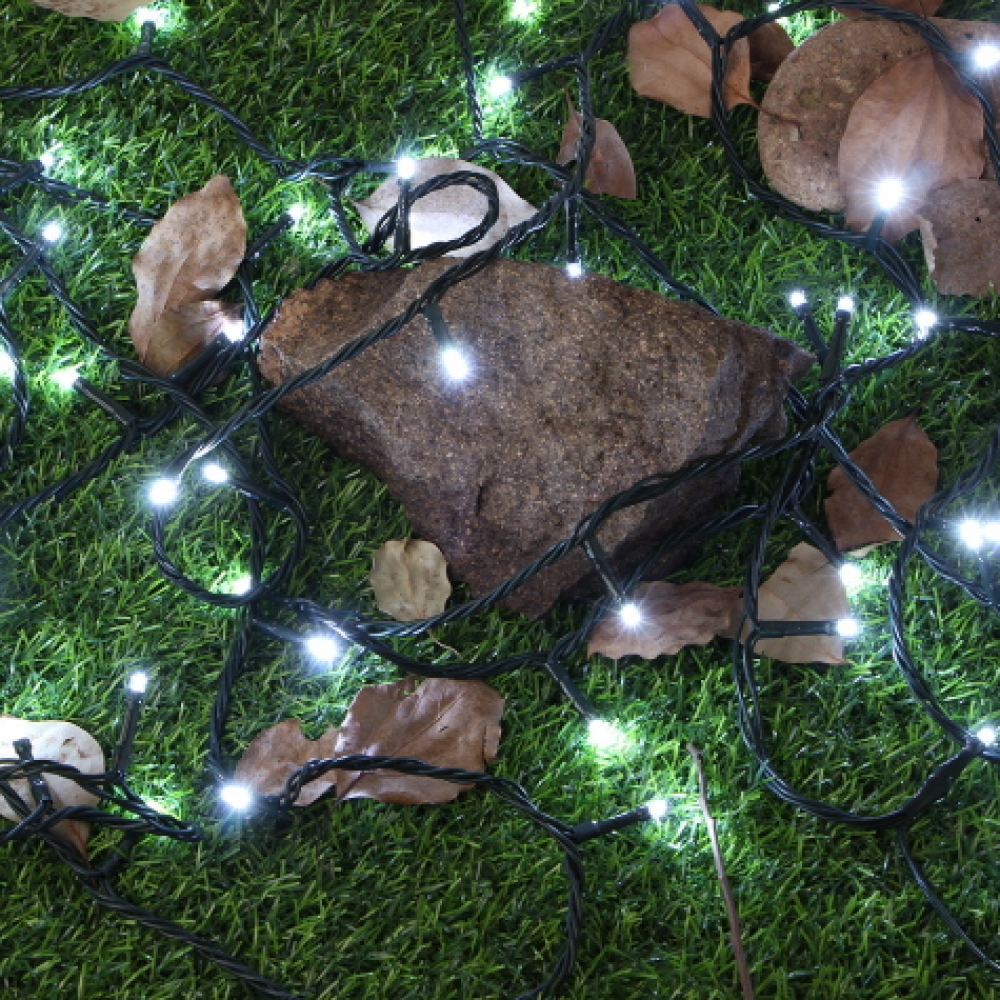 오스타 LED 100구 녹색선 백색 줄전구 10m 야외조명