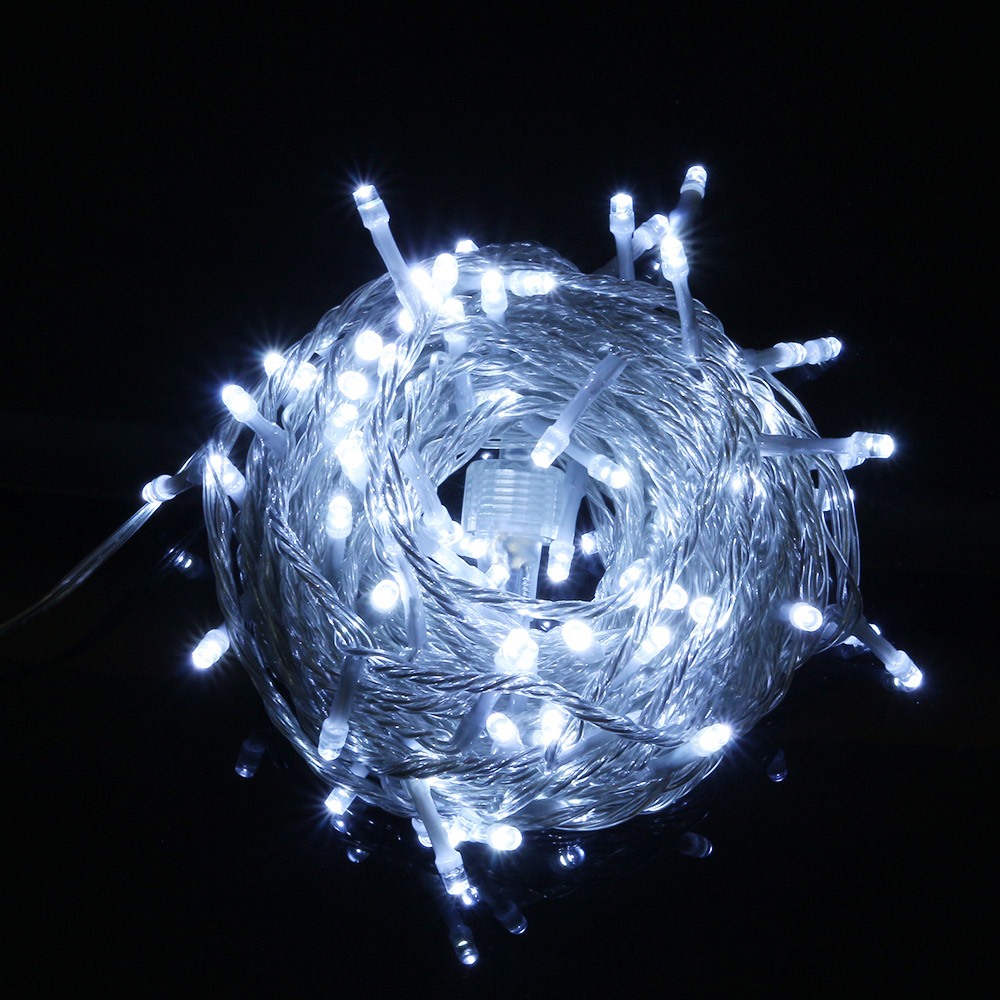오스타 LED 100구 투명선 백색 줄전구 10m 야외조명