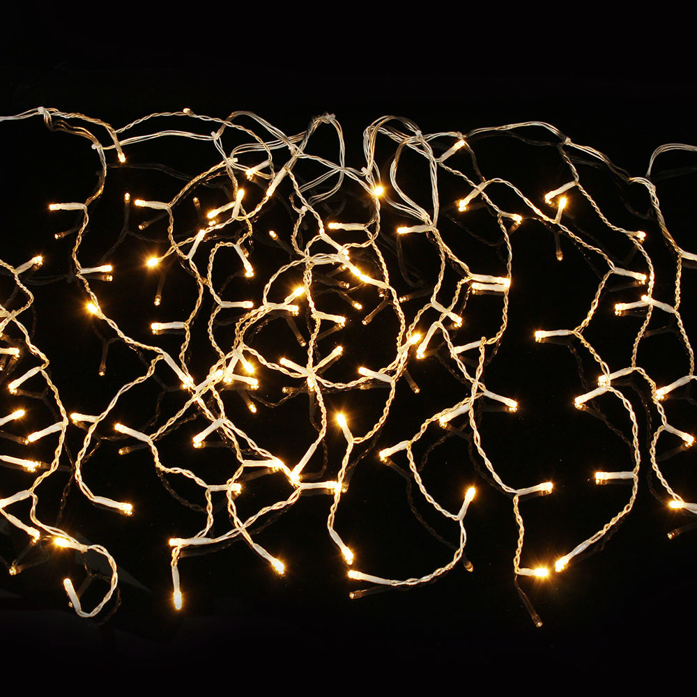 오스타 LED 150구 투명선 고드름 전구 웜색 파티 조명