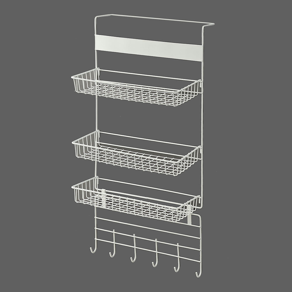 냉장고걸이 3단 스틸 수납선반(화이트) 주방 틈새선반
