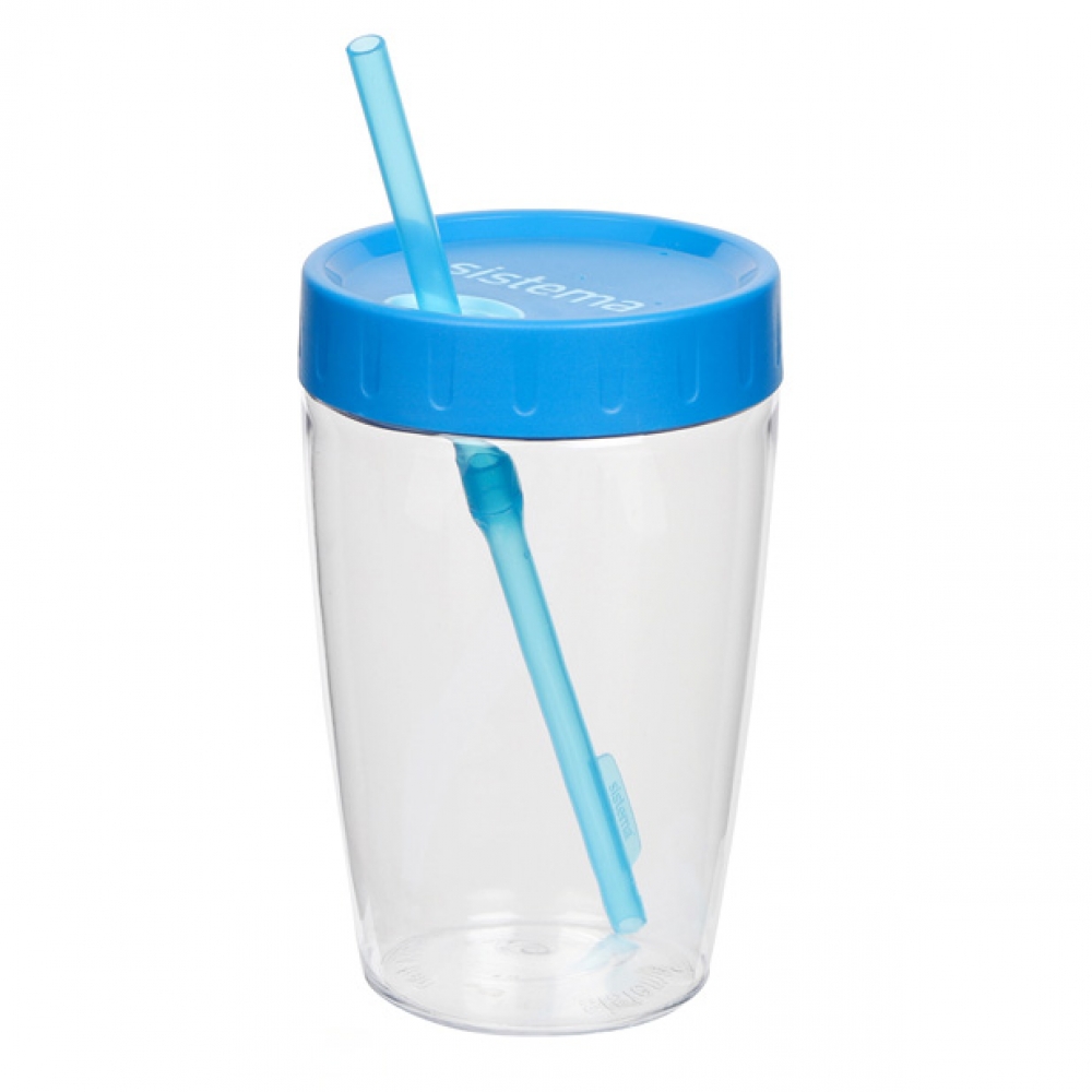 [시스테마] 트라이탄 빨대 텀블러 (블루) 스트로 물컵