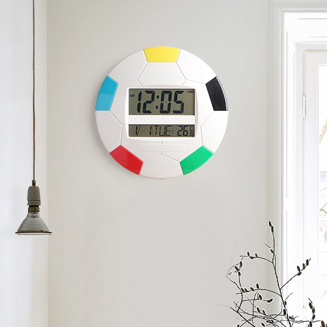 축구공 LED 벽시계 날짜 알람 탁상겸용 벽걸이 시계 디지털벽시계 벽걸이시계 전자벽시계
