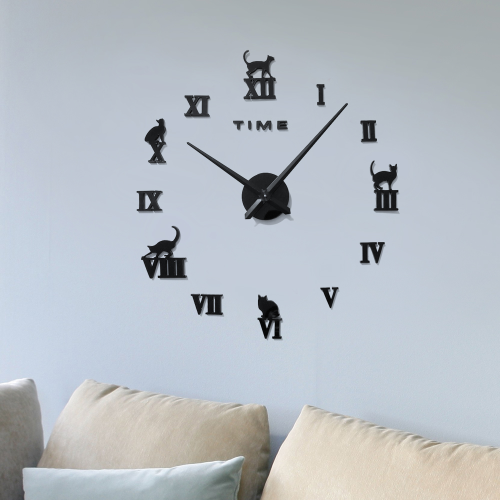 DIY 고양이 붙이는 벽시계 인테리어벽시계 벽걸이시계 DIY벽시계 거실벽시계 인테리어시계