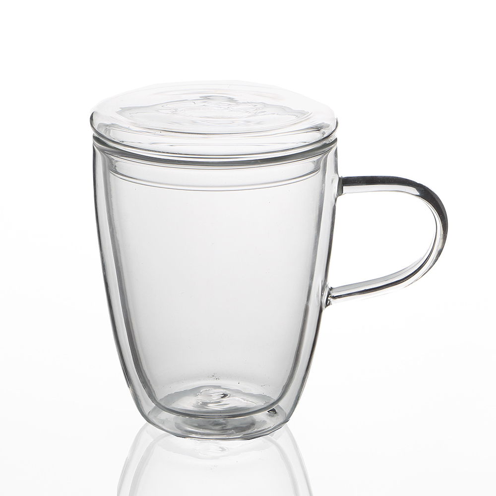 로하티바오 뚜껑 유리컵 300ml 이중유리 머그컵 유리잔 머그잔 카페유리컵 에이드잔