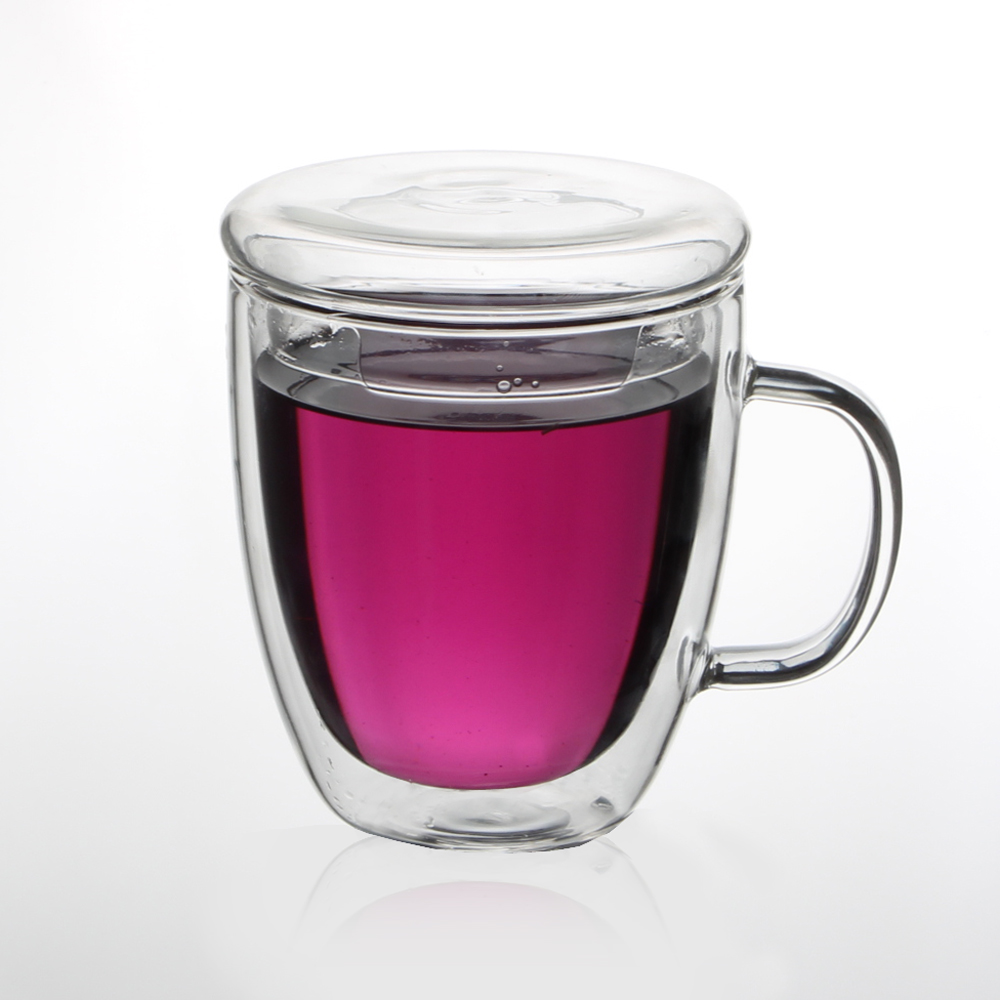 로하티바오 뚜껑 유리컵 430ml 이중유리 머그컵 유리잔 머그잔 카페유리컵 에이드잔