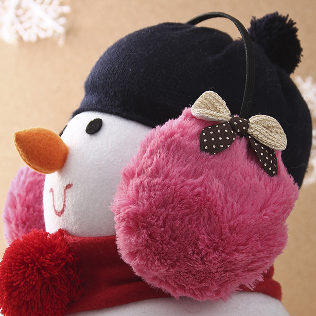 몽실이 리본 귀마개 핑크 겨울용 털귀마개 귀도리 귀덮개 방한용품 스키용품 보드용품