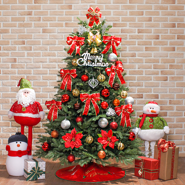 180cm 전나무 크리스마스 레드 풀세트트리성탄장식 트리 완제트리 트리풀세트 풀세트트리